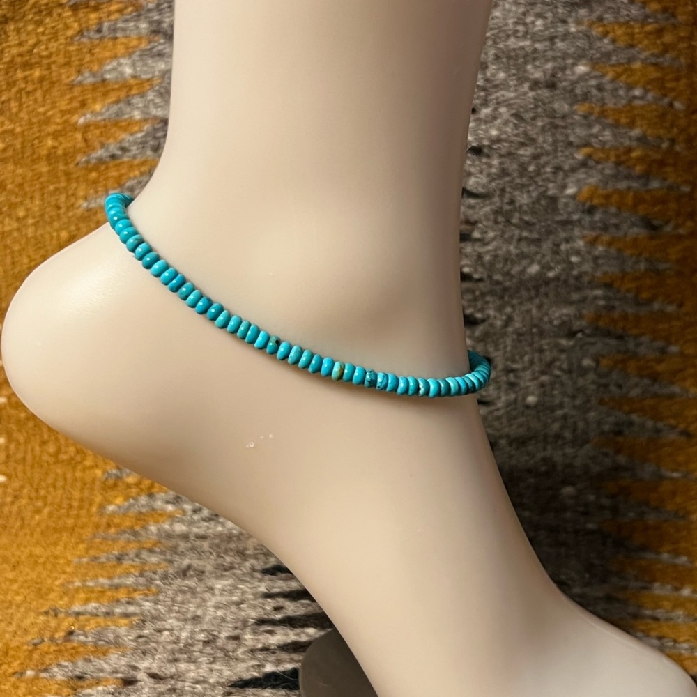 10 inch turquoise bead anklet